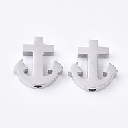 Tarnish Resistant 304 Stainless Steel Beads, Anchor, Stainless Steel Color, 14.5x14x3mm, Hole: 1.8mm(STAS-S079-139A)