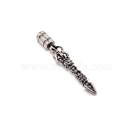 Alloy Cord Ends, End Caps, Dorje Vajra, Antique Silver, 56mm, Inner Diameter: 5mm(PALLOY-WH0093-09AS)