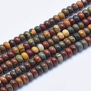 Natural Picasso Stone/Picasso Jasper Beads Strands, Rondelle, 4~4.5x2~3mm, Hole: 1mm, about 160pcs/strand, 15.7 inch(40cm)(X-G-E444-45-4mm)