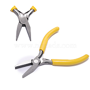 Carbon Steel Pliers, Jewelry Making Supplies, Flat Nose Pliers, Yellow(TOOL-PW0004-03A)