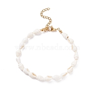 Natural Shell Beaded Bracelet, Summer Beach Jewelry for Women, Floral White, 7-5/8 inch(19.5cm)(BJEW-JB08162)