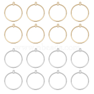 DICOSMETIC 32Pcs 2 Style Brass Pendants, Long-Lasting Plated, Ring, Golden & Silver, 28x25x1mm, Hole: 1.4mm, 16pcs/style(KK-DC0002-19)