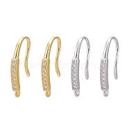 925 Sterling Silver, with Micro Pave Cubic Zirconia Earring Hooks, Mixed Color, 15.5x2mm, Hole: 1mm, Pin: 0.8mm(STER-L054-20)