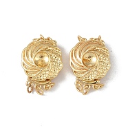 Rack Plating Brass Box Clasps, 3-Strand, 6-Hole, Flower, Real 18K Gold Plated, 21x16x7.5mm, Hole: 2.4mm(KK-G494-03G)