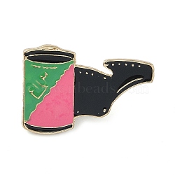 Halloween Enamel Pins, Golden Alloy Brooches, for Backpack Clothes, CanIster, 20x29x2mm(JEWB-S019-03H)