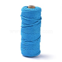 Cotton String Threads, for DIY Crafts, Gift Wrapping and Jewelry Making, Deep Sky Blue, 3mm, about 109.36 Yards(100m)/Roll(OCOR-F014-01I)