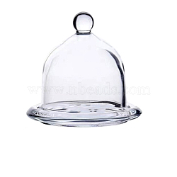 Glass Dome Cover, Decorative Display Case, Cloche Bell Jar Terrarium with Glass Base, Clear, 120x125mm(BOTT-PW0011-56A)