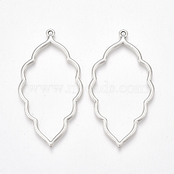 Tibetan Style Alloy Open Back Bezel Big Pendants, For DIY UV Resin, Epoxy Resin, Pressed Flower Jewelry, Cadmium Free & Lead Free, Leaf, Antique Silver, 65x34.5x2.5mm, Hole: 2mm, about 220pcs/1000g(TIBE-S316-015AS-RS)