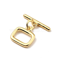 Brass Toggle Clasps, Rectangle, Cadmium Free & Lead Free, Long-Lasting Plated, Real 18K Gold Plated, ring: 11x10.5x1.5mm, hole: 1.2mm, bar: 4x14.5x1.5mm, Hole: 1.2mm(KK-G416-67G)