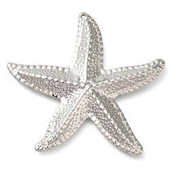 Anti-Tarnish 304 Stainless Steel Pendants, Starfish Charm, Stainless Steel Color, 41x45x3mm, Hole: 1mm(STAS-I310-17P)