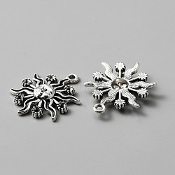 Tibetan Style Alloy Pendants, Sun Charms, Antique Silver, 24x18.5x3mm, Hole: 1.5mm(FIND-CJC0012-028)