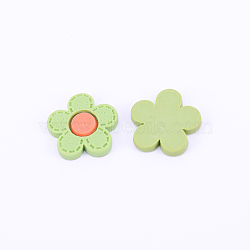 Resin Cabochons, DIY Accessories, Flower, Yellow Green, 17x18x3mm(RESI-CJC0001-68H)