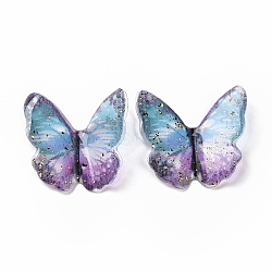 Transparent Resin Cabochons, with Gold Foil, Butterfly, Light Sky Blue, 21.5~22x22~24.5x1.5~4.7mm(RESI-L036-10A-03)