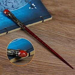 Natural Red Agate Magic Wand with Wooden Findings, Home Decorations Costume Props Cosplay Accessories, 240mm(PW-WG44227-07)