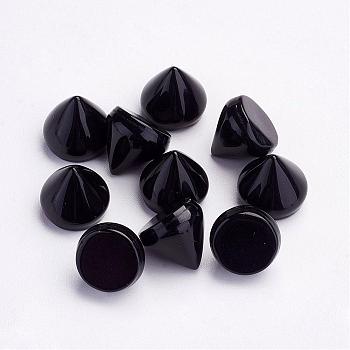 Natural Black Agate Cabochons, Cone, Dyed & Heated, 10~11x10~11mm