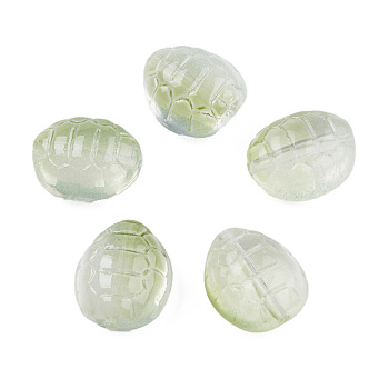 Transparent Spray Painted Glass Beads, Tortoise, Yellow Green, 12x11x7mm, Hole: 1mm