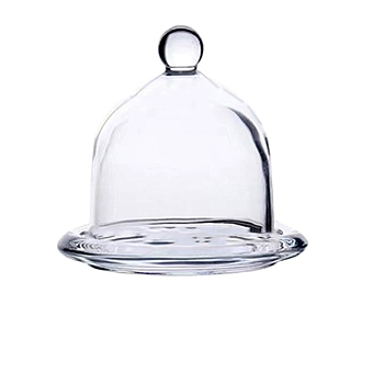 Glass Dome Cover, Decorative Display Case, Cloche Bell Jar Terrarium with Glass Base, Clear, 120x125mm