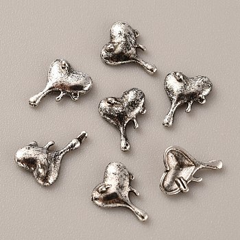 Alloy Cabochons, Nail Art Decoration Accessories, Melting Heart, Antique Silver, 9x7x2.5mm