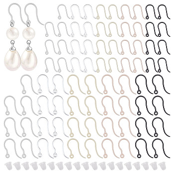 100Pcs 10 Styles PC Plastic Earring Hooks, Mixed Color, 12.5~18x8.5~11.5x0.7~1mm, Hole: 0.9~1.2mm, Pin: 0.7mm, 10pcs/style