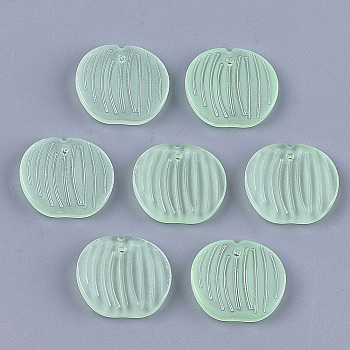 Transparent Spray Painted Glass Pendants, Peach, Light Green, 18.5x20x3.5~4mm, Hole: 1.2mm