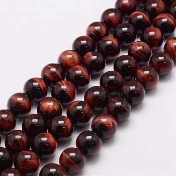Natural & Dyed Tiger Eye Bead Strands, Grade A﹢, Round, 8mm, Hole: 1.2mm, about 49pcs/strand, 14.9 inch~15.5 inch