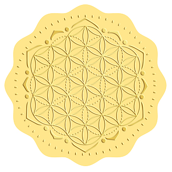 Self Adhesive Gold Foil Embossed Stickers, Medal Decoration Sticker, Flower of Life Pattern, 5x5cm