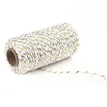 100M Macrame 2-Ply Cotton Braid Thread, with Spool, Round, White, 2mm, about 109.36 Yards(100m)/Roll
