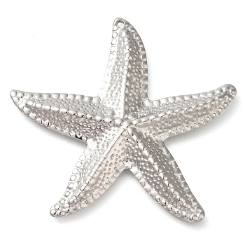 Anti-Tarnish 304 Stainless Steel Pendants, Starfish Charm, Stainless Steel Color, 41x45x3mm, Hole: 1mm