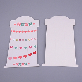 Hair Clip Display Cards, Kraft Paper Cards for Hair Barrettes Accessories Display, with Heart Pattern, Rectangle, White, Heart Pattern, 160x80x0.2mm