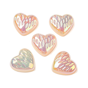 UV Plating Acrylic Cabochons, Iridescent, Heart, Moccasin, 11.5~12x12~12.5x4mm