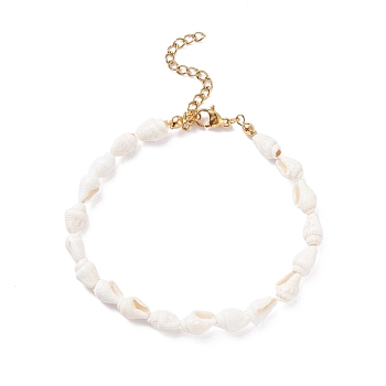 Natural Shell Beaded Bracelet, Summer Beach Jewelry for Women, Floral White, 7-5/8 inch(19.5cm)