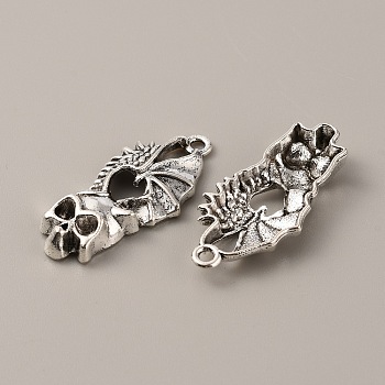 Gothic Tibetan Style Alloy Pendants, Antique Silver, Owl Pattern, 36.5x17x6mm, Hole: 2mm