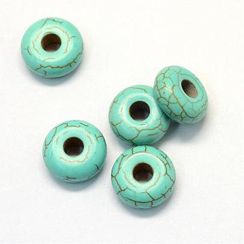 Synthetic Turquoise Beads, Rondelle, Dyed, Turquoise, 15.5~16x6.5~7mm, Hole: 5mm