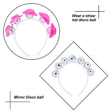 Bling Glass Disco Ball & Plastic Cap 2 Pairs Dangle Earrings & 2Pcs Hair Band(SJEW-AN0001-07)-3