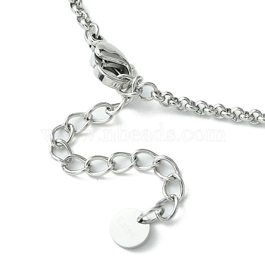 Rings 304 Stainless Steel with Rhinestone Pendant Necklace with Rolo Chains(AJEW-Z025-02)-3