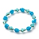 bracelet extensible en perles de turquoise synthétique (teint) avec croix et tête de mort(BJEW-JB08452-04)-1