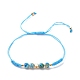 Natural Agate & Brass Clover Beaded Cord Bracelet(BJEW-JB08366)-4