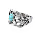 Gothic Punk Skull Alloy Open Cuff Ring with Oval Synthetic Turquoise for Men Women(RJEW-T009-53)-2