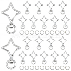 40 Sets Alloy Swivel Clasps, Platinum, Star, 39x25x5.5mm, Hole: 9x5mm, 2pcs/set(FIND-SP0004-33B)