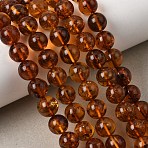 Natural Amber Beads Strands, Round, Smooth, Sienna, 8~9mm, Hole: 0.5mm, about 47pcs/strand, 14.96''(38cm)(G-K376-H02-03)
