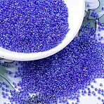 MIYUKI Round Rocailles Beads, Japanese Seed Beads, (RR353) Cobalt Lined Sapphire AB, 11/0, 2x1.3mm, Hole: 0.8mm, about 5500pcs/50g(SEED-X0054-RR0353)