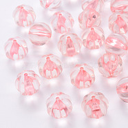 Transparent Acrylic Beads, Pumpkin, Pink, 17.5x16mm, Hole: 1.8mm, about 183pcs/500g(TACR-S154-19A-26)