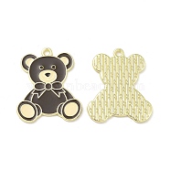 Rack Plating Alloy Enamel Pendants, Light Gold, Bear, Black, 27.5x23x1.5mm, Hole: 1.8mm(PALLOY-M199-21G-A)