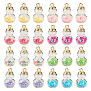 Pandahall 32Pcs 8 Colors Glass Gourd Pendants, with Star Resin Cabochons Inside, Mixed Color, 28x16mm, Hole: 2.5mm, 4Pcs/color(GLAA-TA0001-53)