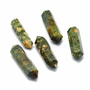 Natural Rhyolite Jasper Beads, Healing Stones, Reiki Energy Balancing Meditation Therapy Wand, No Hole/Undrilled, Double Terminated Point, 54~55x13~16x12~14mm(G-F715-114G)