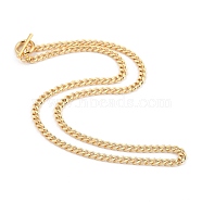 Brass Curb Chain Necklaces, with 304 Stainless Steel Toggle Clasps, Golden, 18.11 inch(46cm)(NJEW-JN02974)