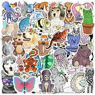 Waterproof PVC Adhesive Stickers, for Suitcase, Skateboard, Refrigerator, Helmet, Mobile Phone Shell, Animal Pattern, 5~8x5~8cm, 50pcs/bag(STIC-PW0001-219A)