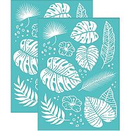 Self-Adhesive Silk Screen Printing Stencil, for Painting on Wood, DIY Decoration T-Shirt Fabric, Turquoise, Leaf Pattern, 19.5x14cm(DIY-WH0337-004)