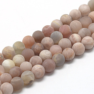 Natural Sunstone Beads Strands, Frosted, Round, 4mm, Hole: 1mm, about 100pcs/strand, 15.7 inch(X-G-R446-4mm-36)