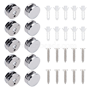 AHANDMAKER 10Sets Zinc Alloy Mirror Mounting Clips, Mirror Brackets, with Iron Screw and Plastic Plug, for Fixing Mirror Box Cabinet Doors, Platinum, 27.5x13.5mm, Inner Diameter: 6mm(FIND-GA0001-65)